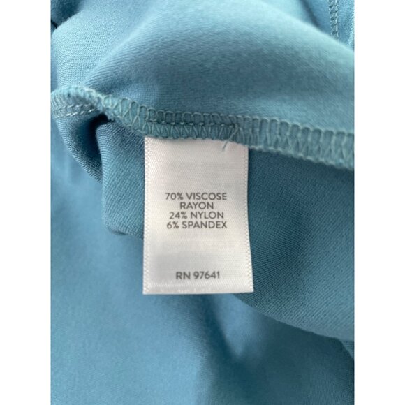 J Jill Ponte Tie Waist 3/4 Sleeve Top Womens Small Teal Blue Viscose Blend Chic - Picture 8 of 10